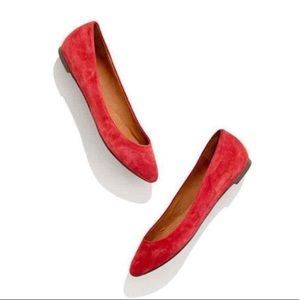 Madewell red sidewalk suede flats